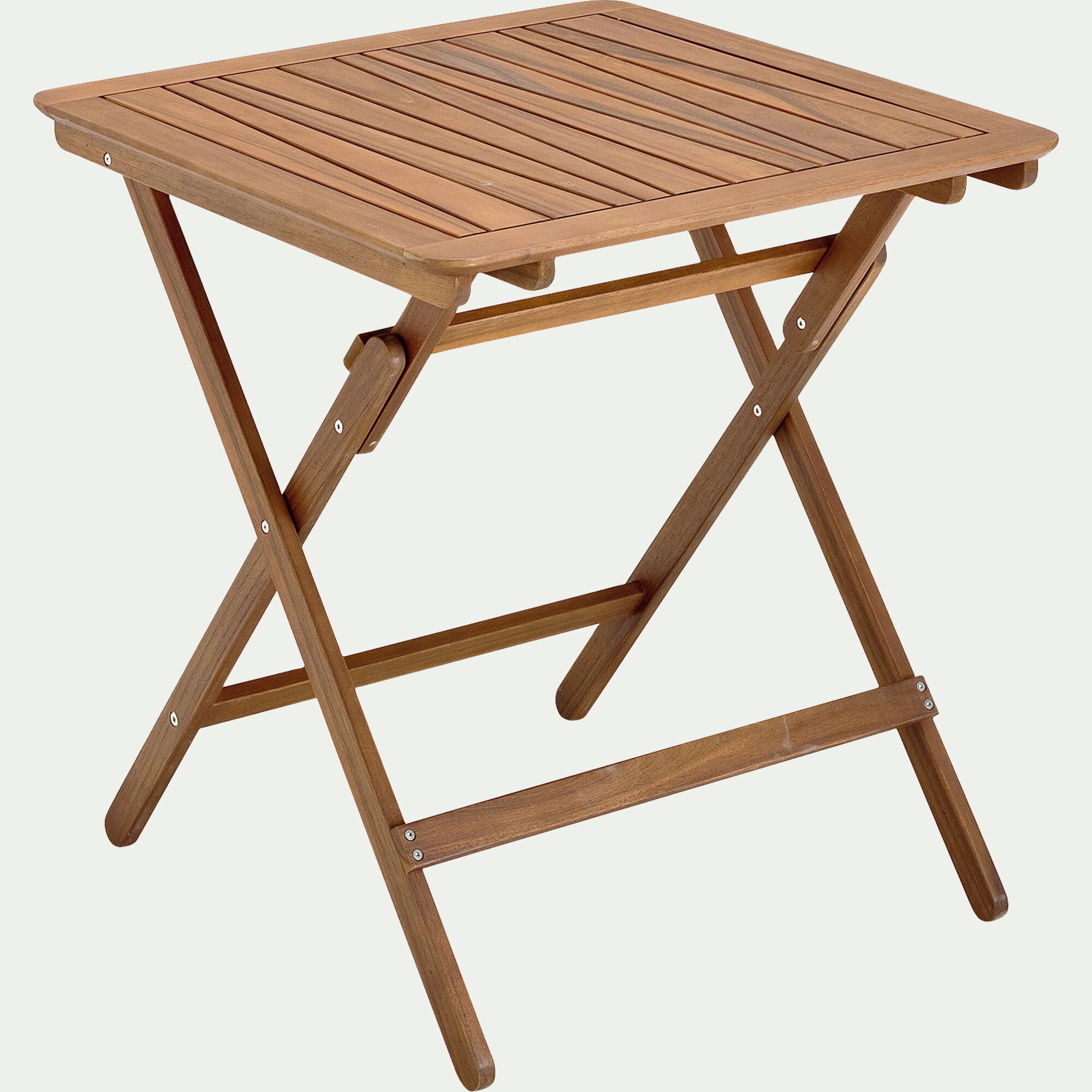 CARLO - Table de repas jardin pliante carrée en acacia huilé - bois foncé (2 places)