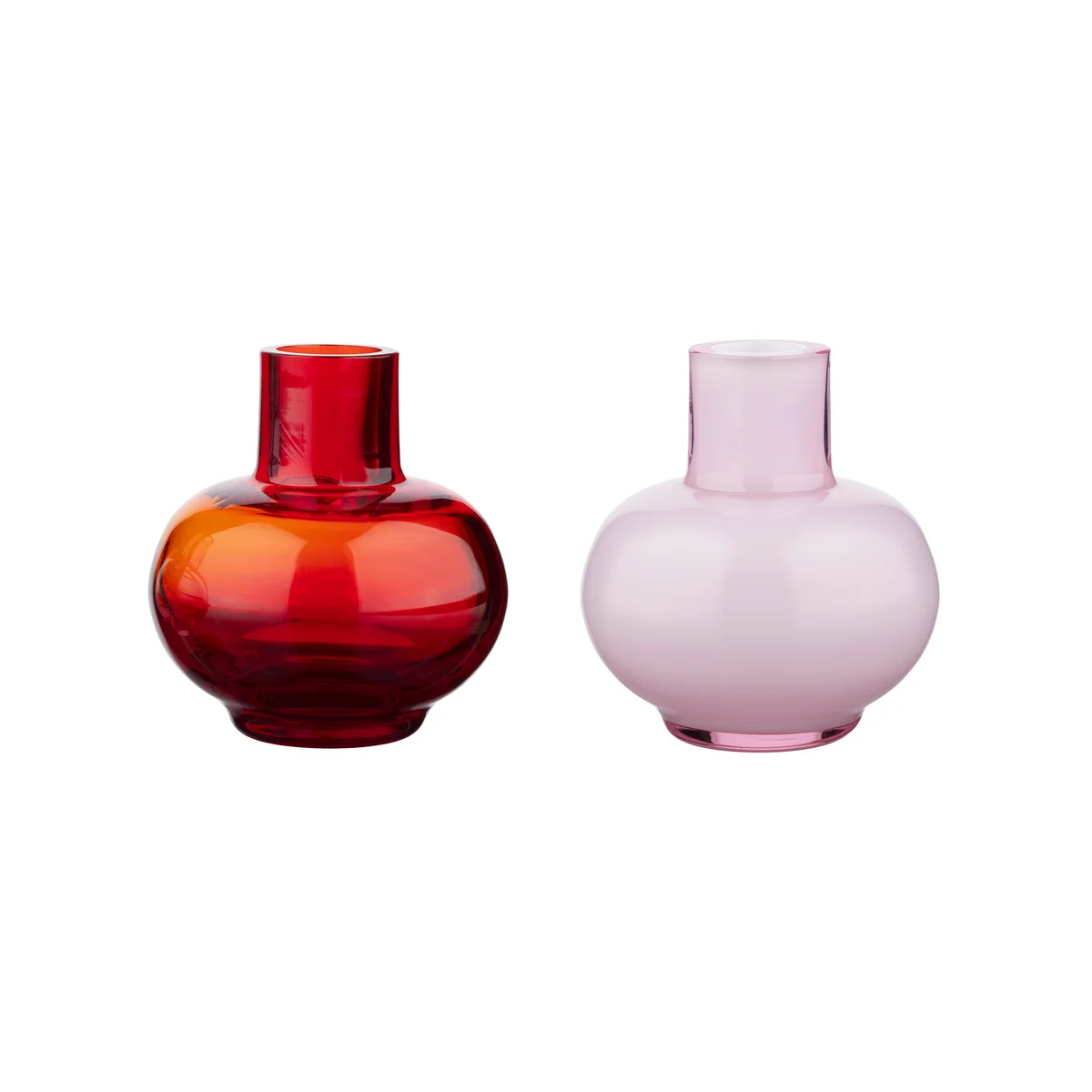Marimekko - Mini Vase Ø 5,5 x H 6 cm, rubinrot / pink (2er-Set)