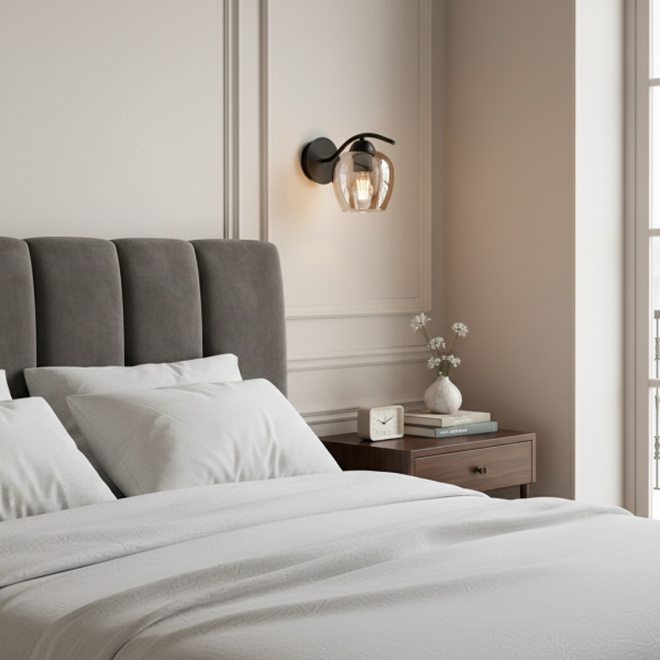 Kinkiet ścienny łazienkowy czarny loft EDYLIT 1xE27 RUFI AMBER 15