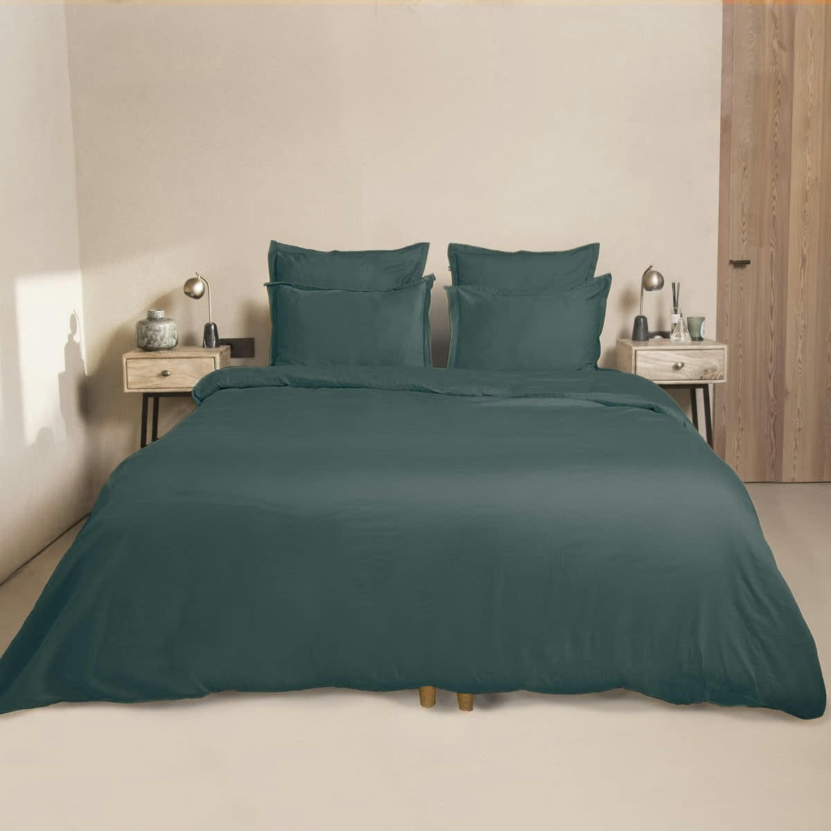 JULIA - Taie d'oreiller (x2) satin de coton  50x70 canard