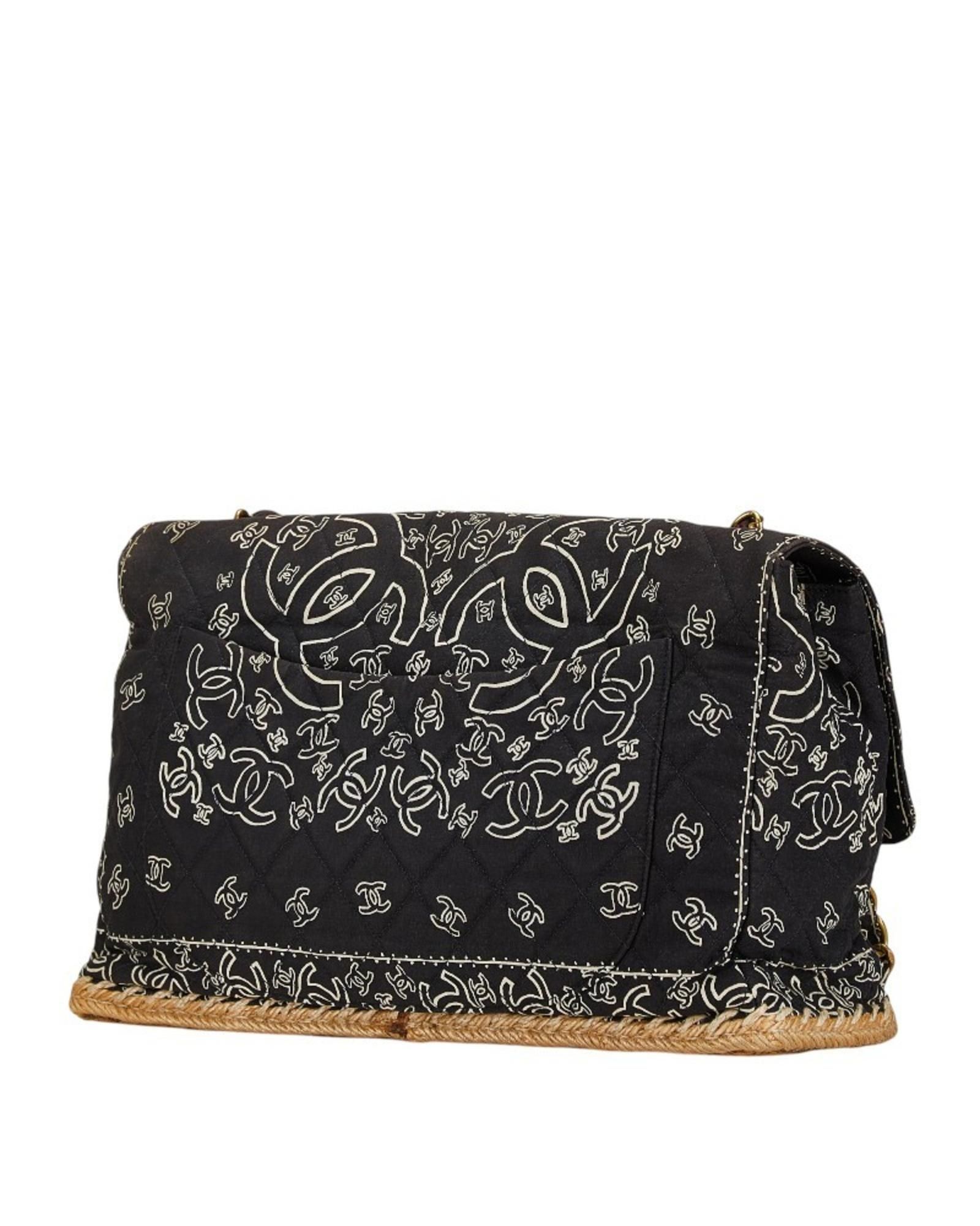 Chanel Preloved Classic Flap Bandana Bag Wo - Black Shoulder Bags