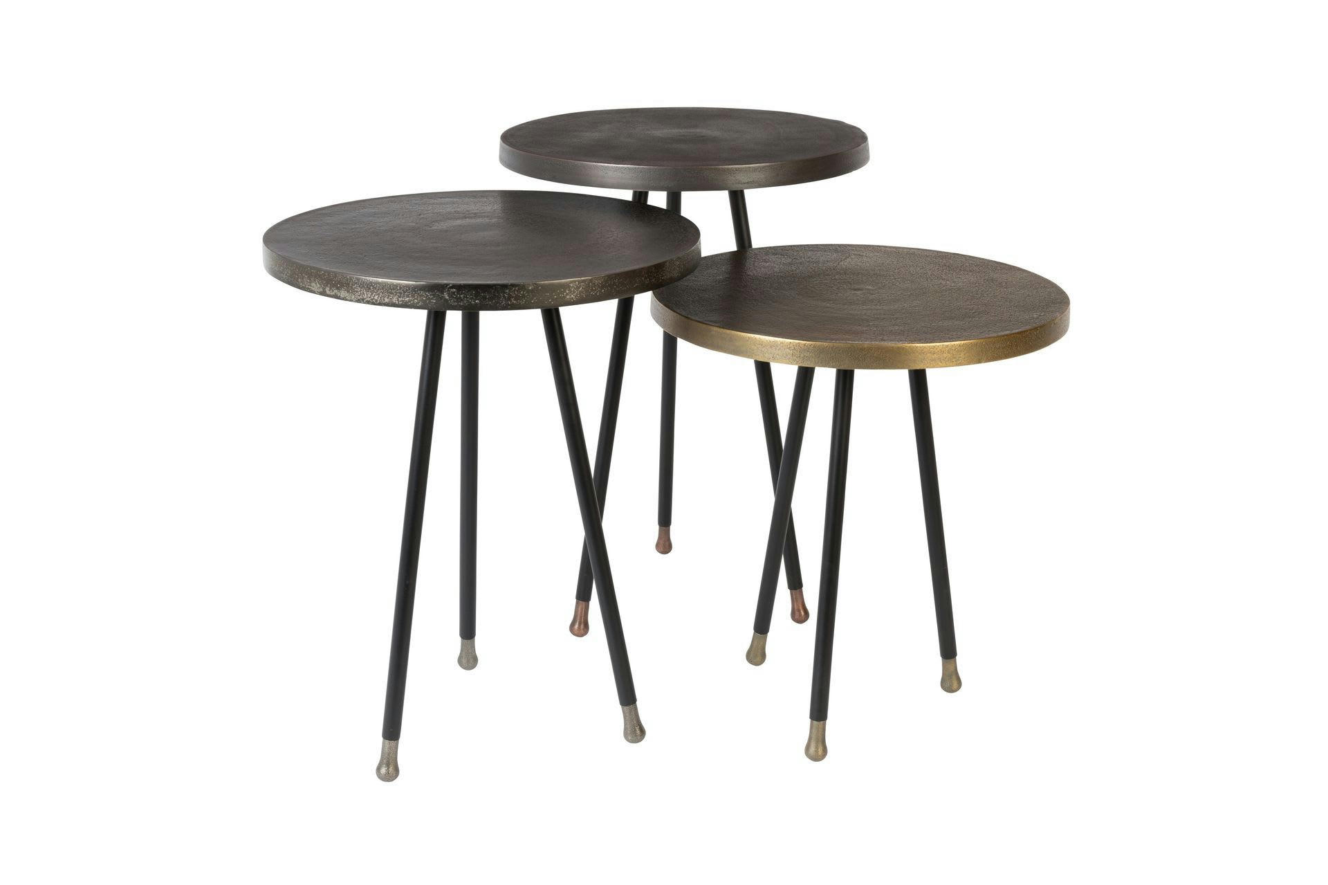 ALIM - Set de 3 tables d'appoint en métal doré