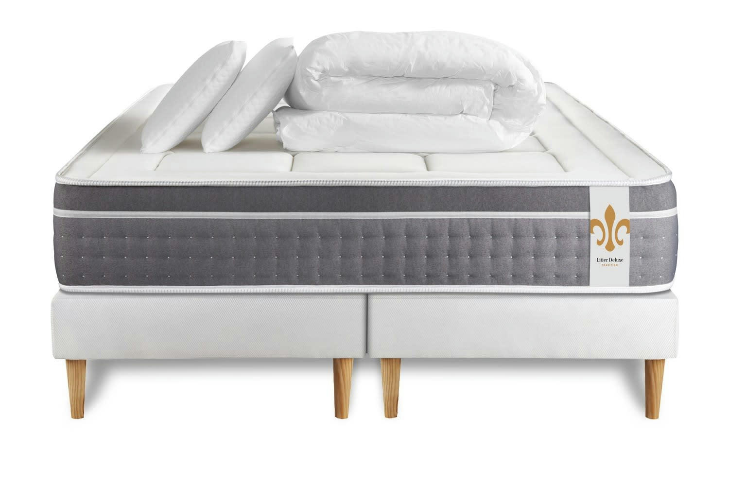 - Pack matelas sommier 200x200 oreiller couette
