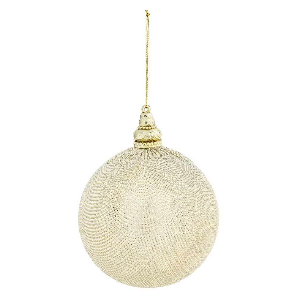 Boule de No&euml;l en acrylique beige doré Ø10 cm