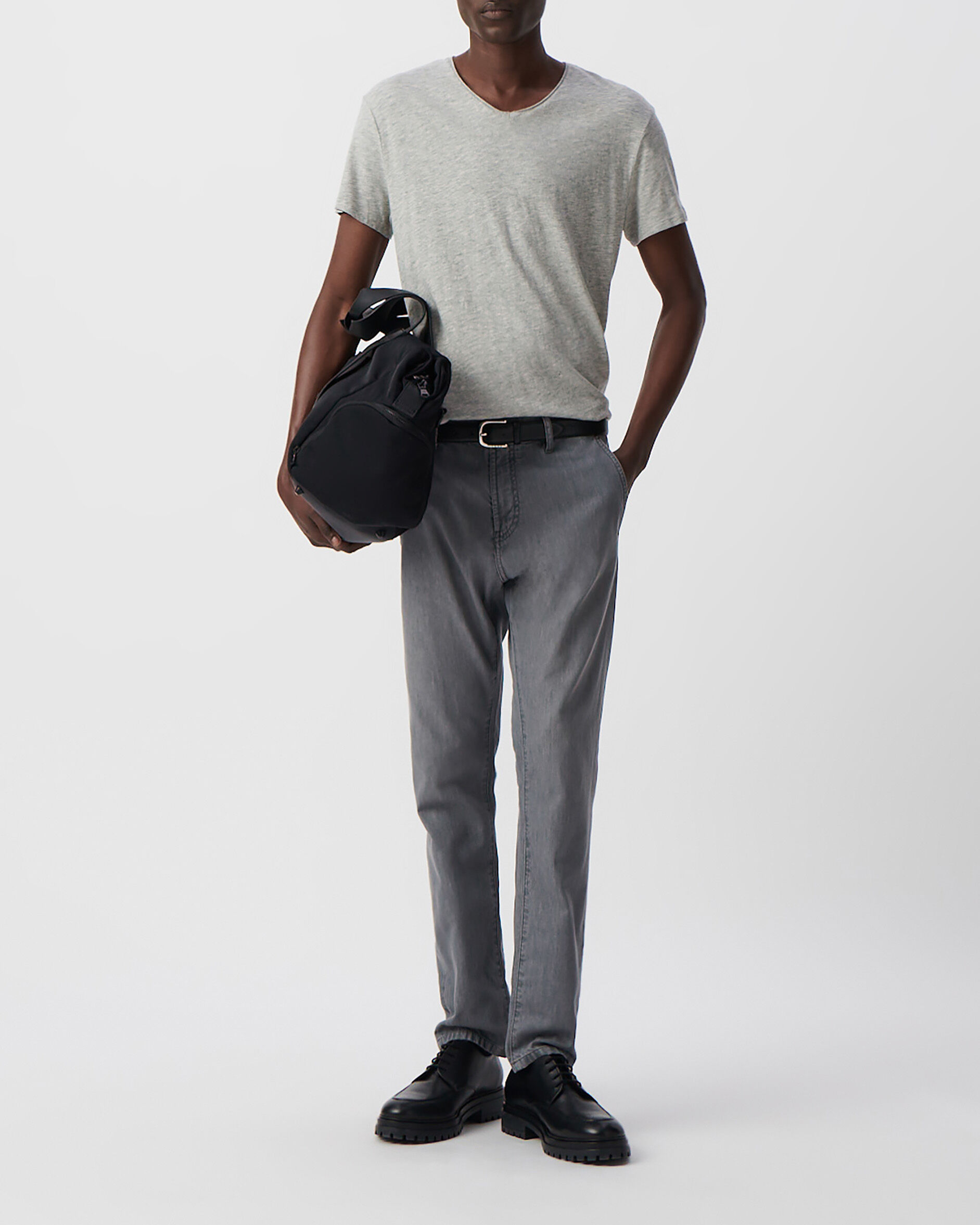 T-shirt L'Essentiel gris col V Homme