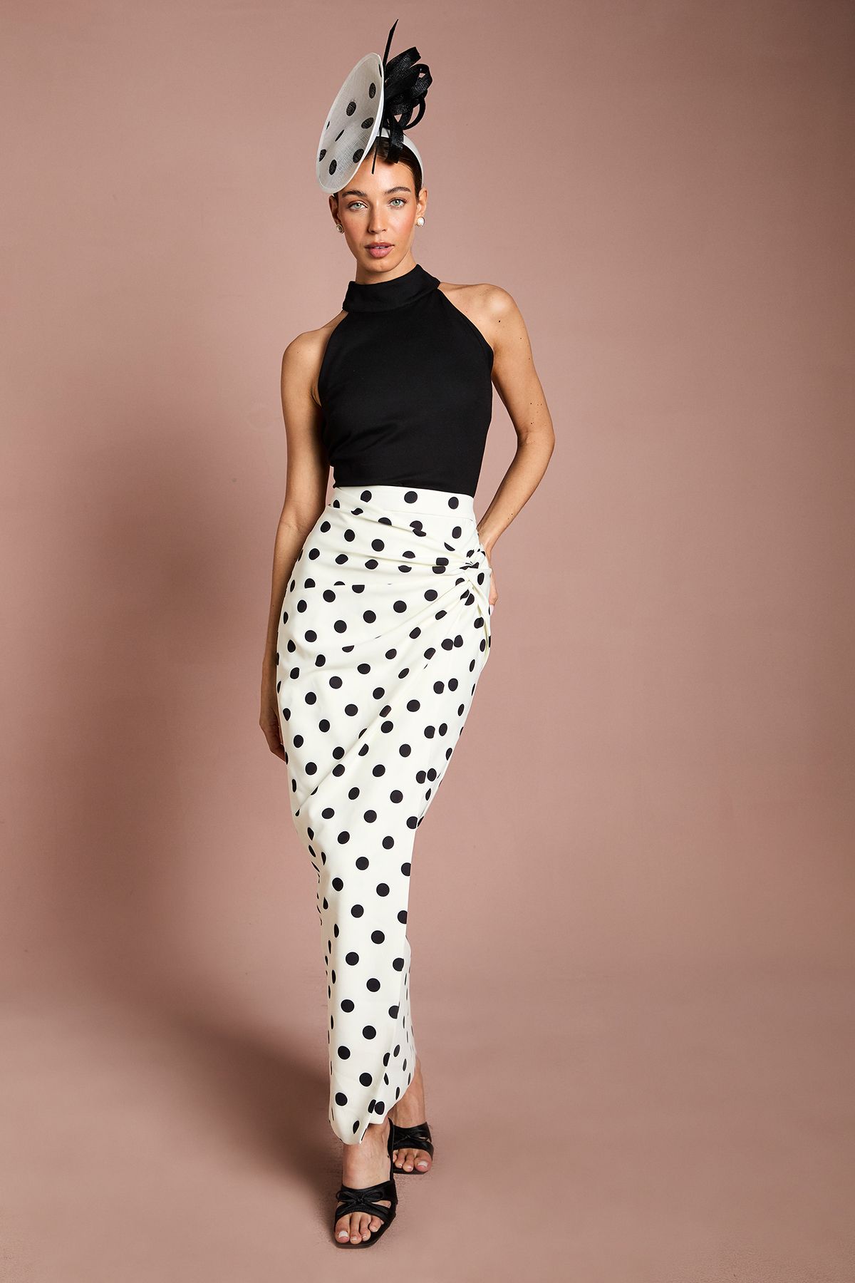 Coast Lisa Tan Ponte Halter Neck Top With Organza Ties