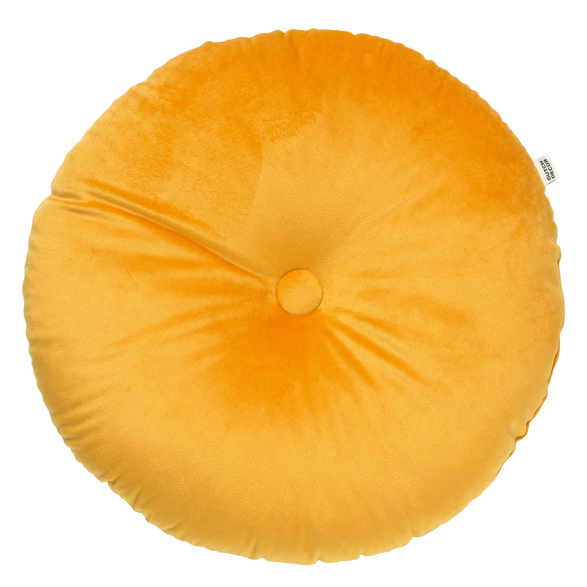 OLLY - Coussin rond jaune en velours 40 cm uni