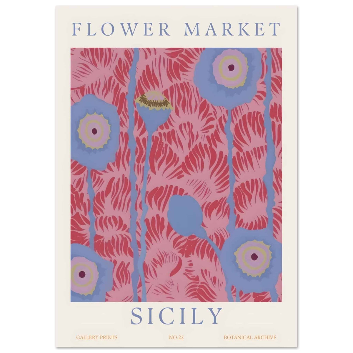 Artfulprints Flower market - Sicily  poster A4 21x29.7 cm