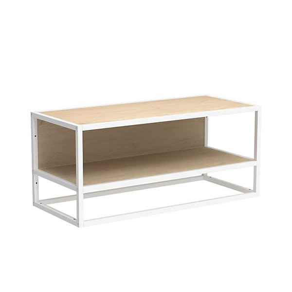 Etagère penderie murale MALYA en bois et métal blanc 90x40cm
