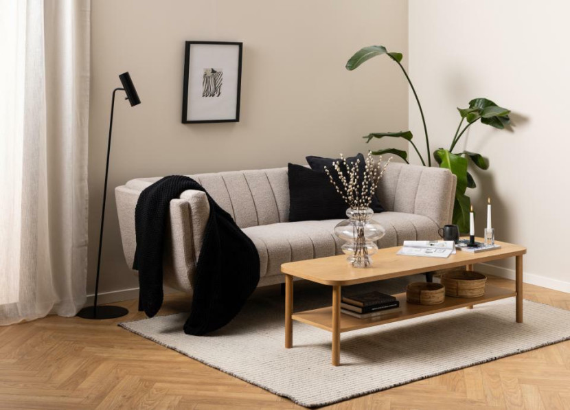 Sofa 3-osobowa Tampa beżowa drewniane nóżki czarne