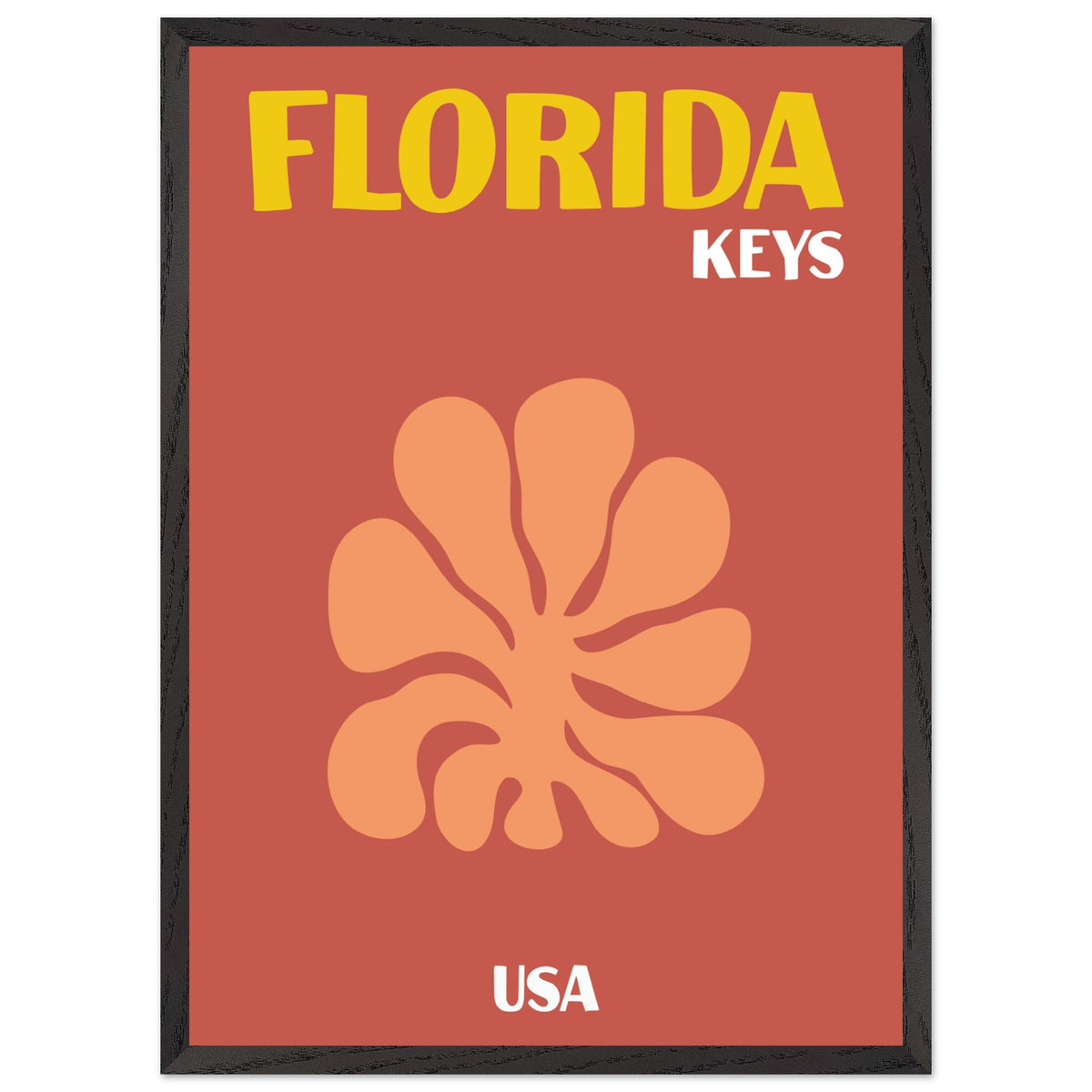 Artfulprints Poster met Lijst USA - Florida Keys  - 50x70 cm - Terracotta