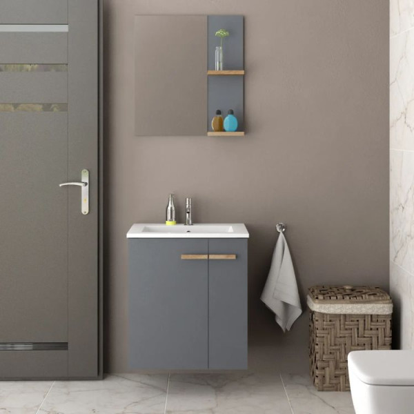 Lustro łazienkowe L-WOOD 59 cm antracyt