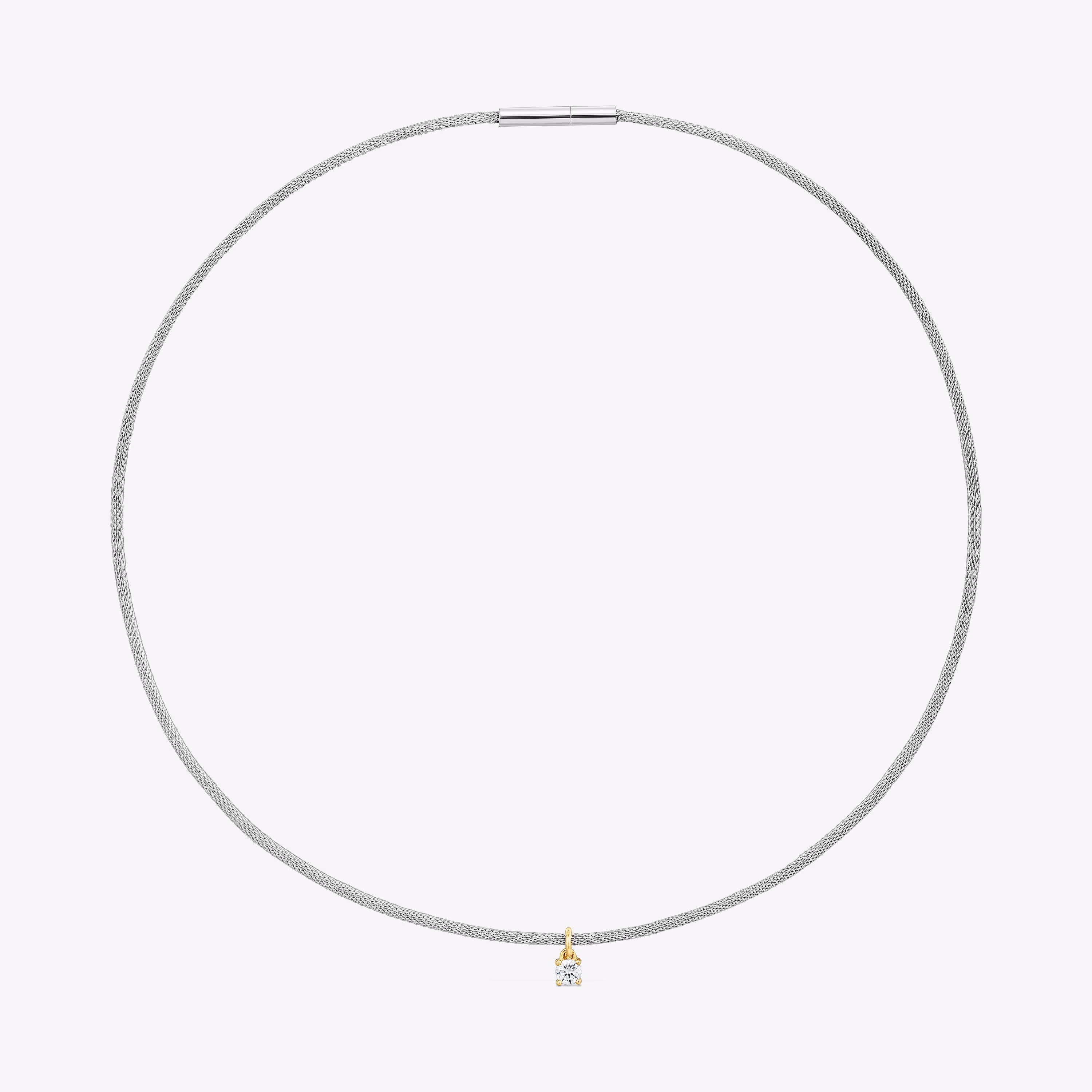 Collar de acero, oro 14 kt  y diamantes creados en laboratorio TOUS Mesh LGD