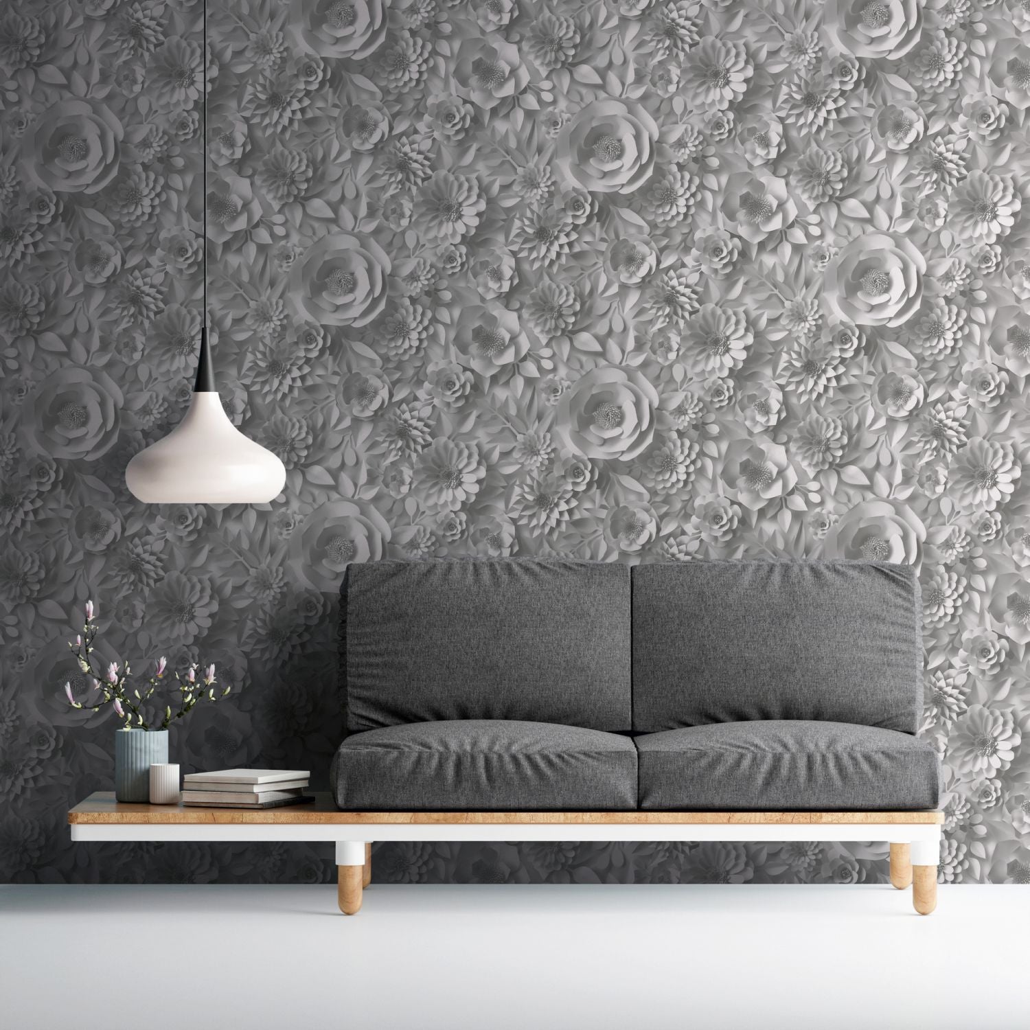 Livingwalls behang 3D-motief grijs en wit - 53 cm x 10.05 m - AS-387181