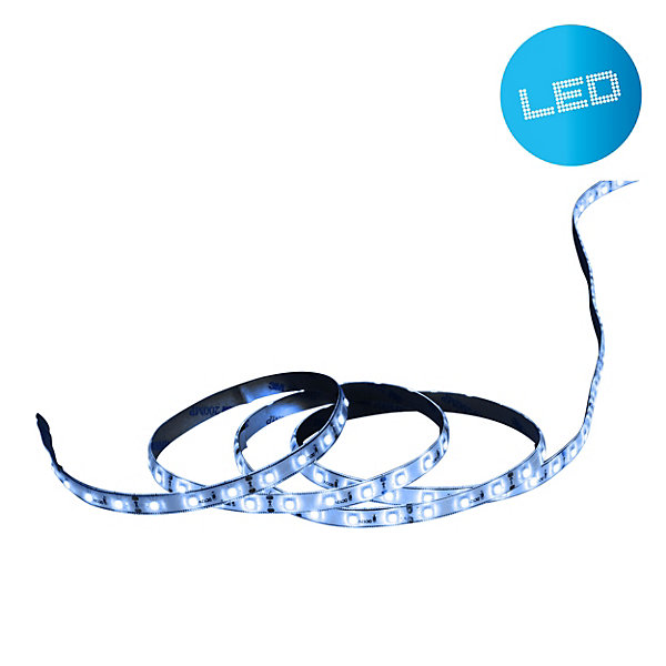 LED 'Stripe' d'environ 5 m de long, avec 2 connecteurs flexibles et bloc d'alimentation, 300 LED, bleu