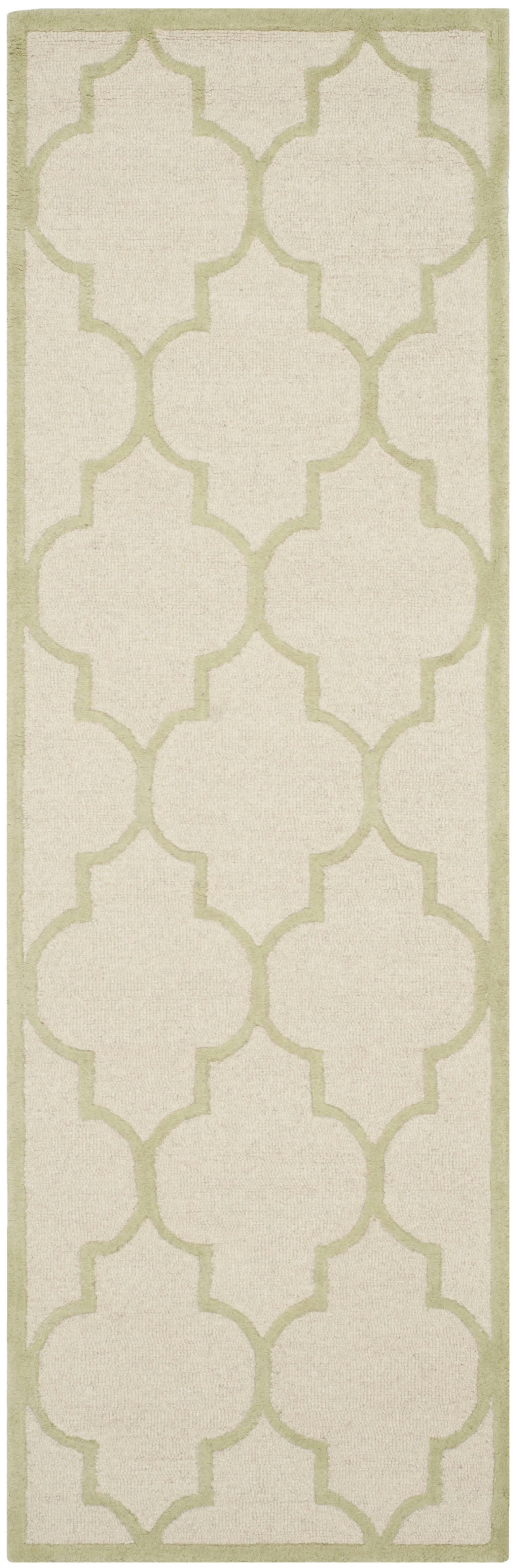 CAMBRIDGE - Tapis de salon interieur en ivoire & vert clair, 76 x 244 cm