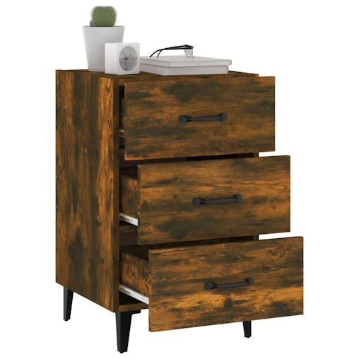 NNEVL Bedside Cabinet Smoked Oak 40x40x66 cm Engineered Wood