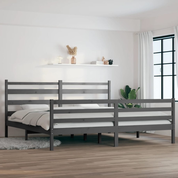 Rama łóżka lite drewno sosnowe 200 x 200 cm szara