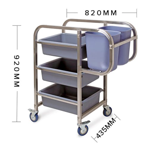 SOGA 82x43x92cm Square 3 Tier Food Trolley Food Waste Cart Five Buckets Kitchen Food Utility