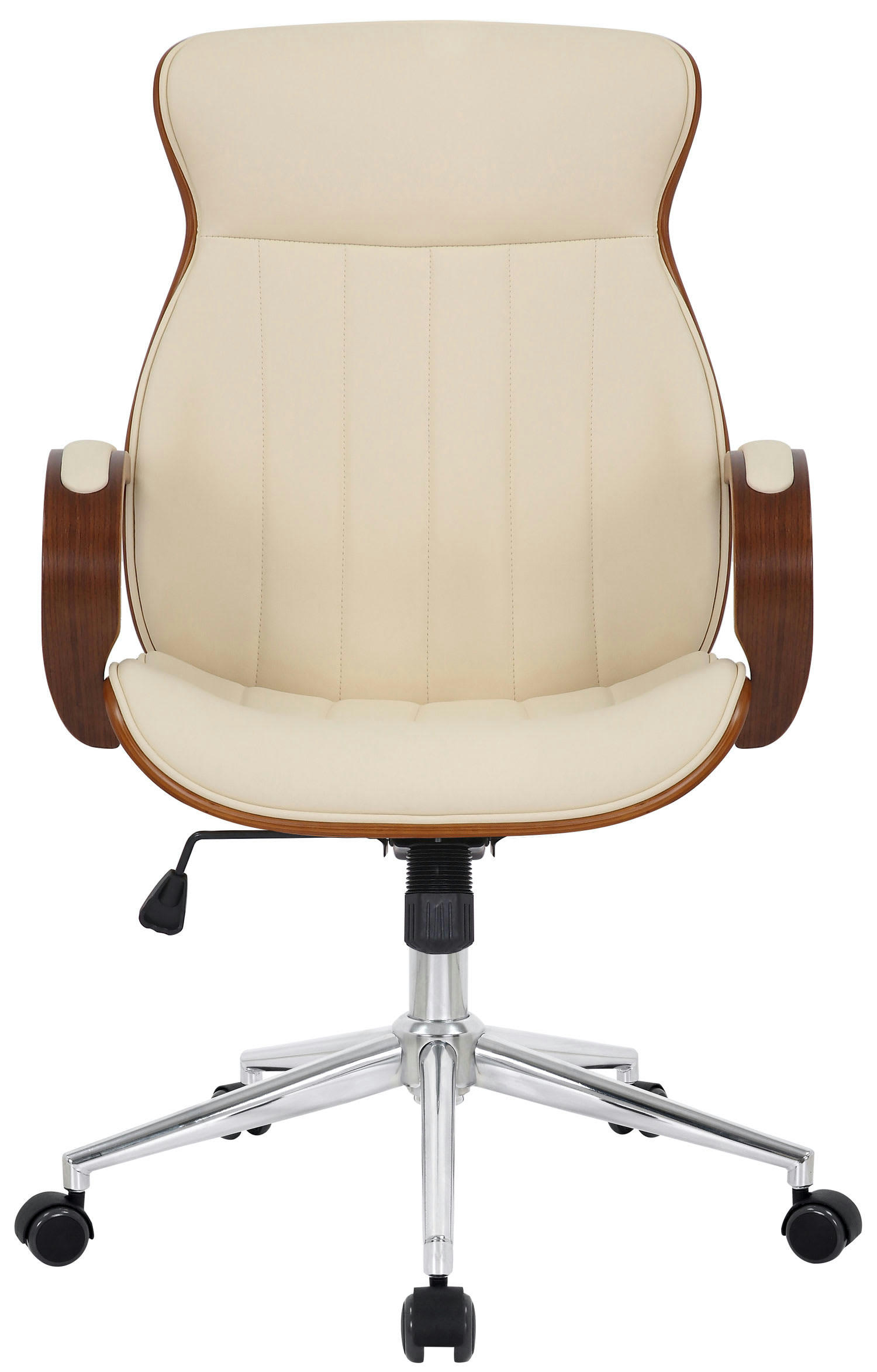 MELILLA - Chaise de bureau réglable en similicuir Noyer / Crème