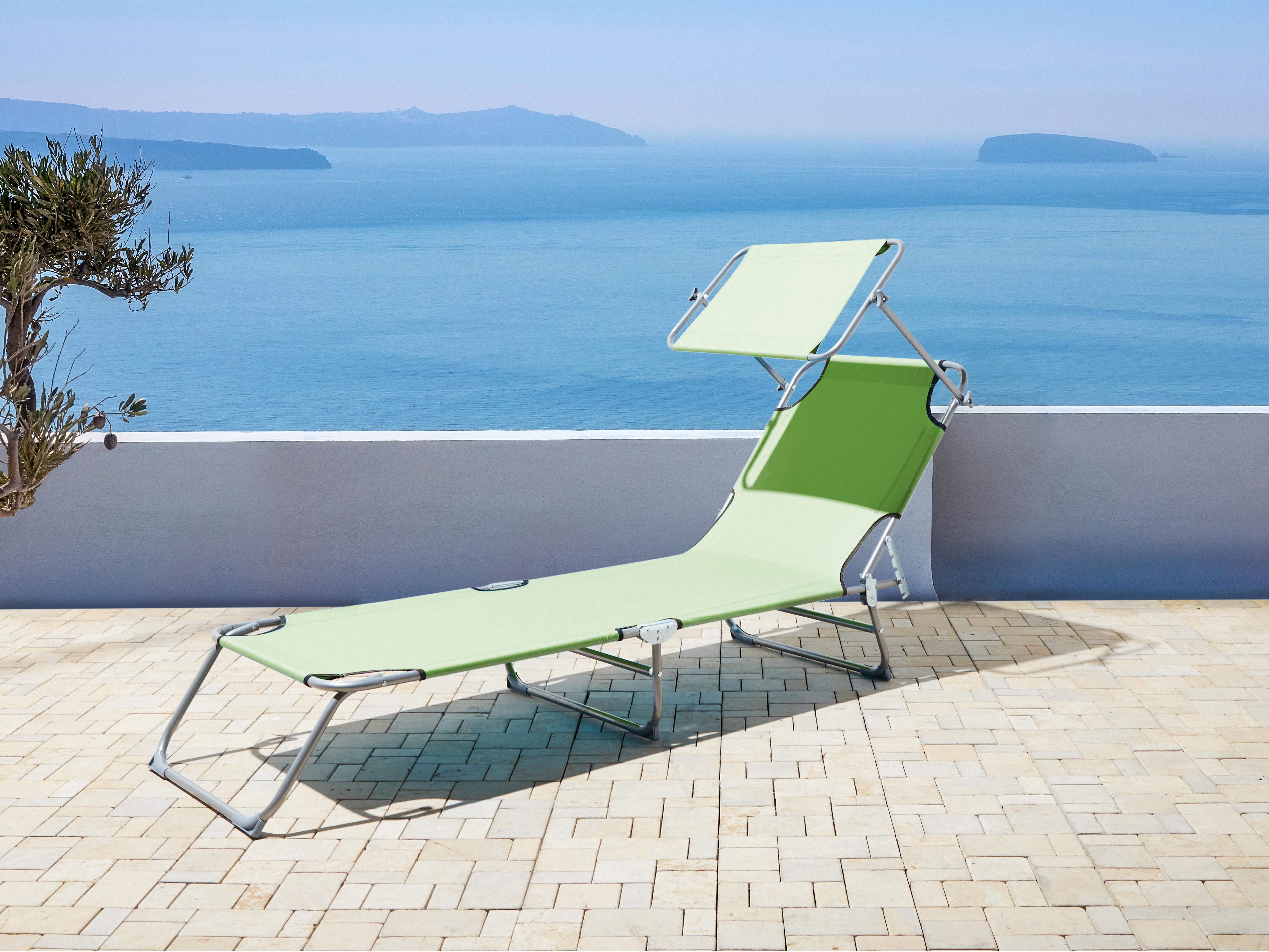 Sun Lounger FOLIGNO II Reclining Metal Lime Green