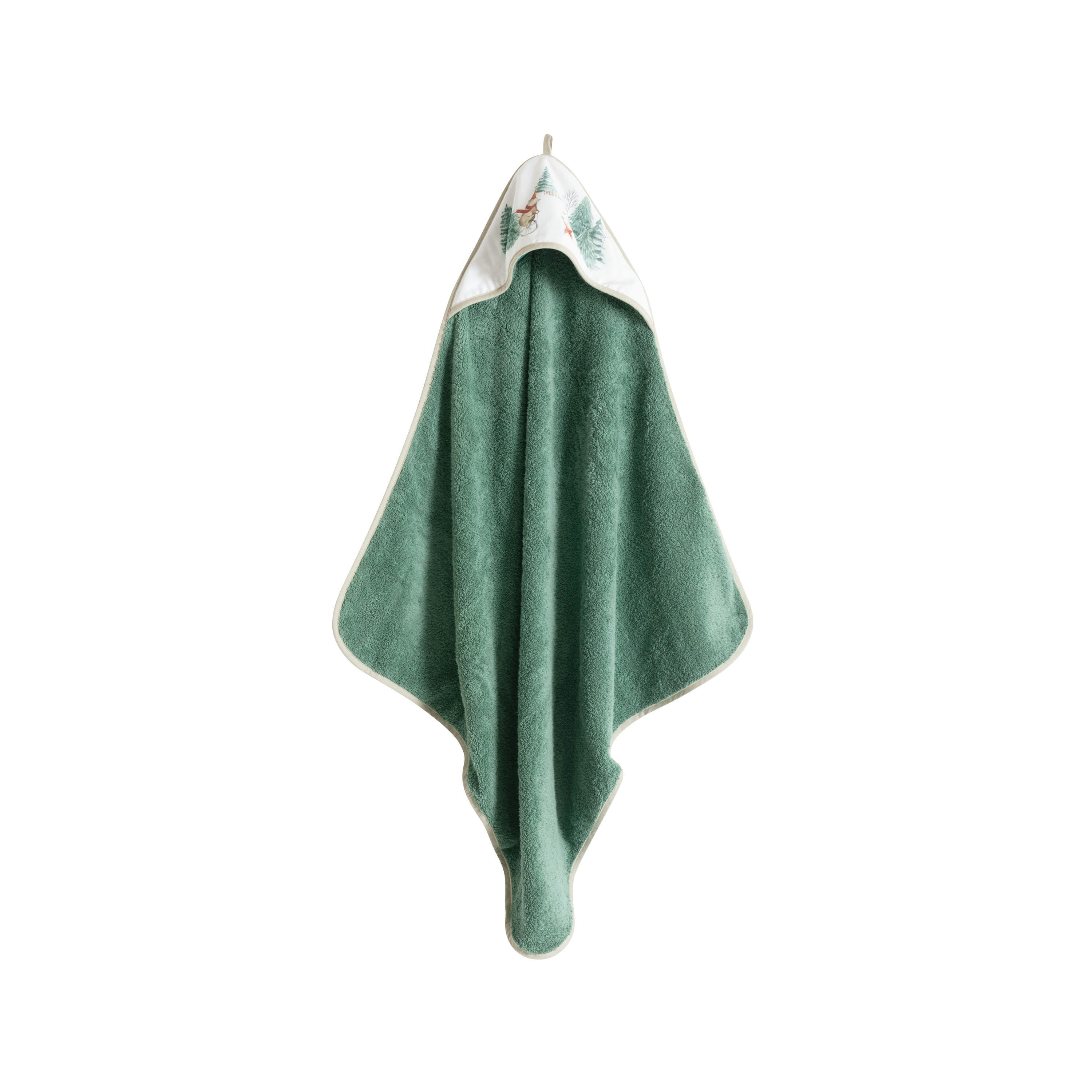 FEERIES - Cape de bain Vert Tendre bouclette imprimé vert 80 x 80 cm
