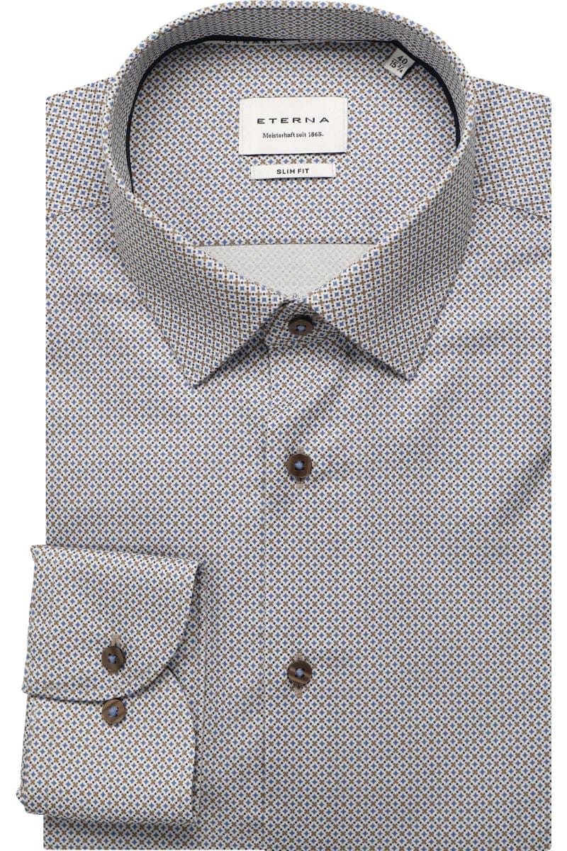 ETERNA Dynamic Cotton Slim Fit Hemd blau, Bedruckt
