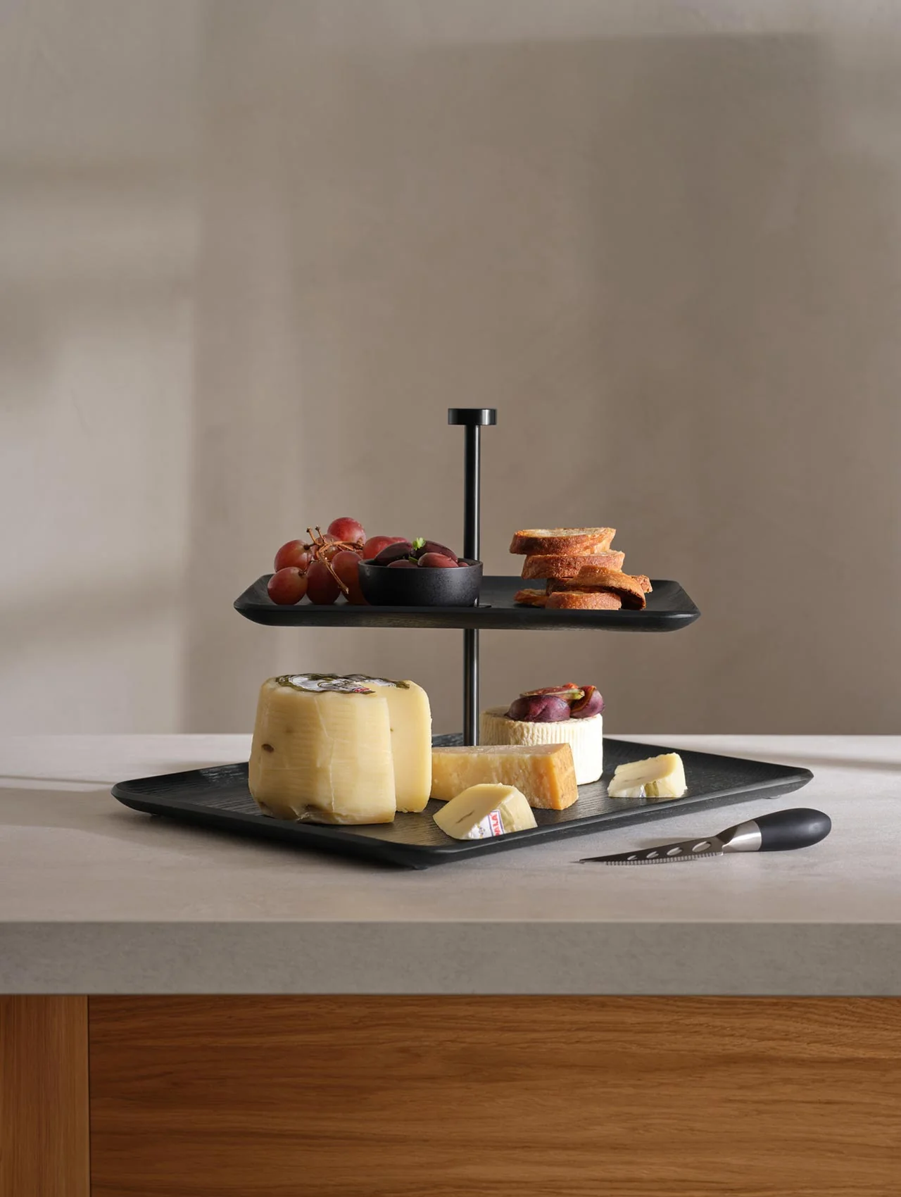 etagere 2-stufig, rechteckig, schwarz