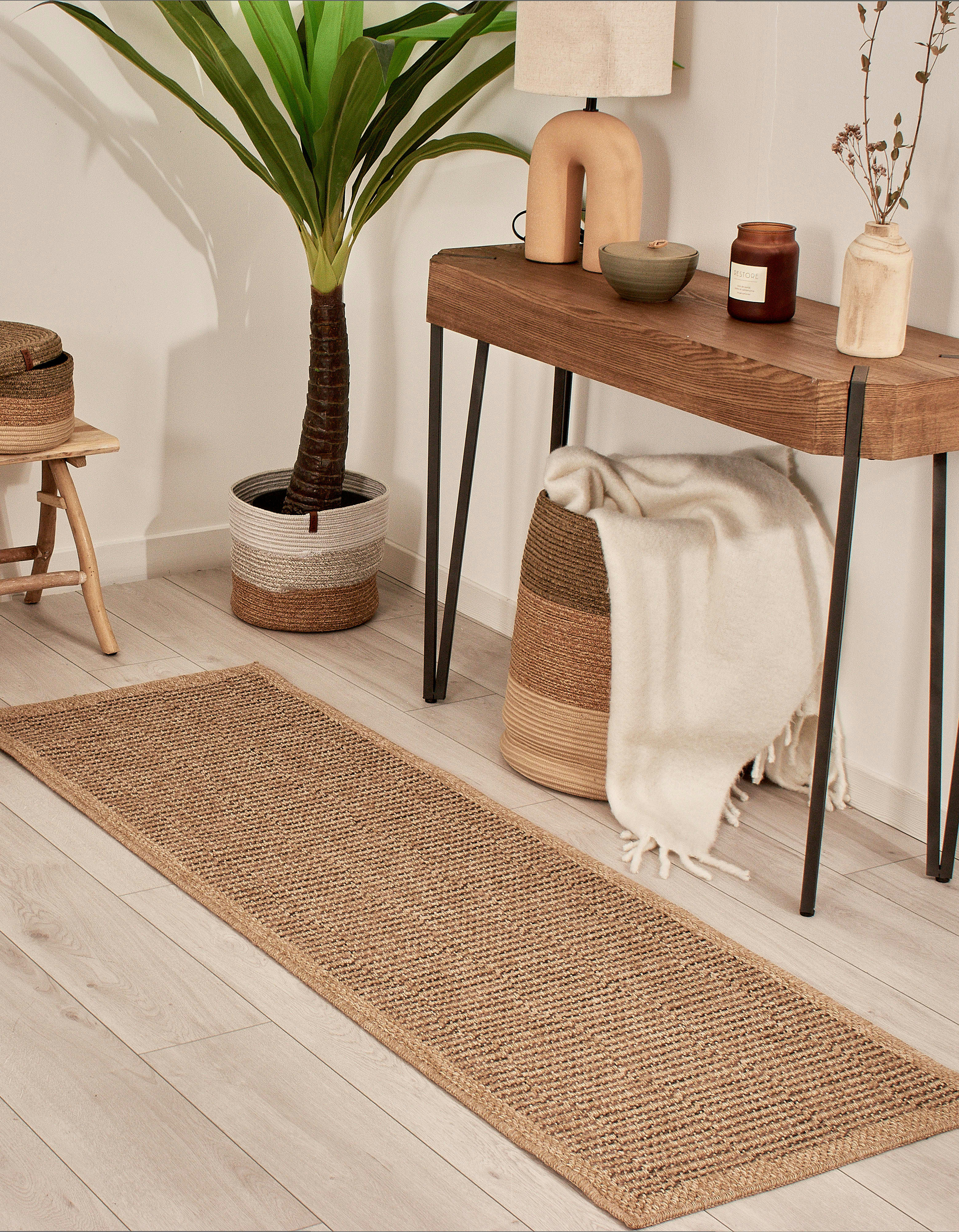 NATURE - Tapis polypropylène aspect jute marron - 60x90 cm