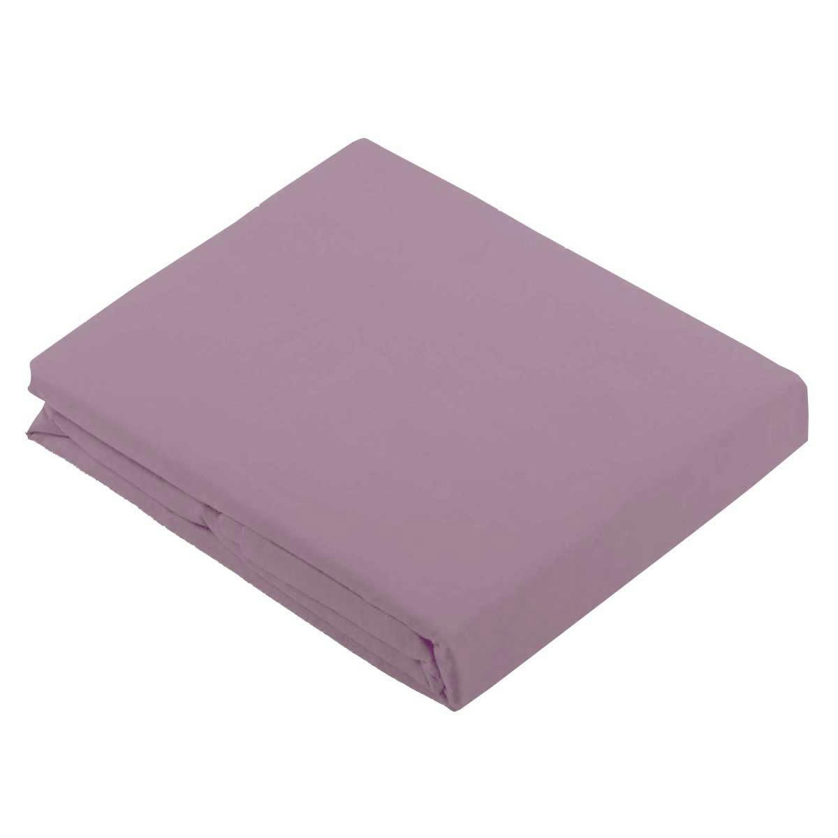 - Drap plat uni en 100 % coton coton vieux rose  x 310