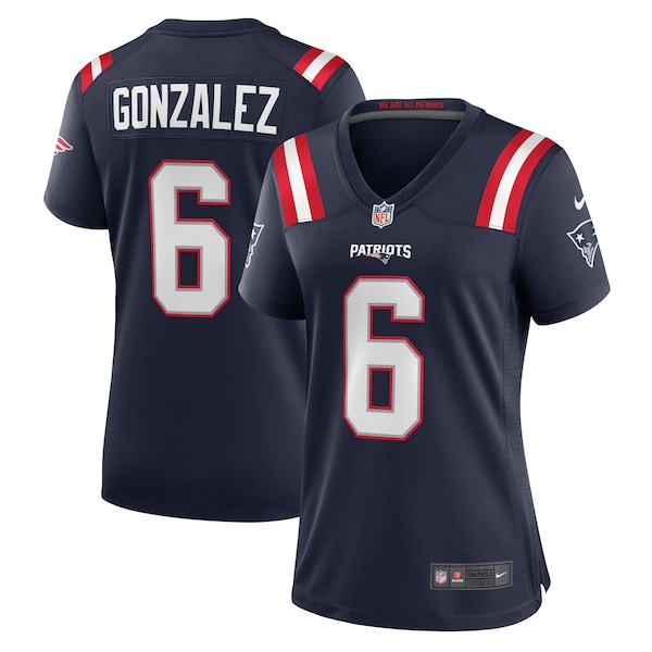 Christian Gonzalez New England Patriots Nike Women's Team Game Jersey -  Navy/Red/White