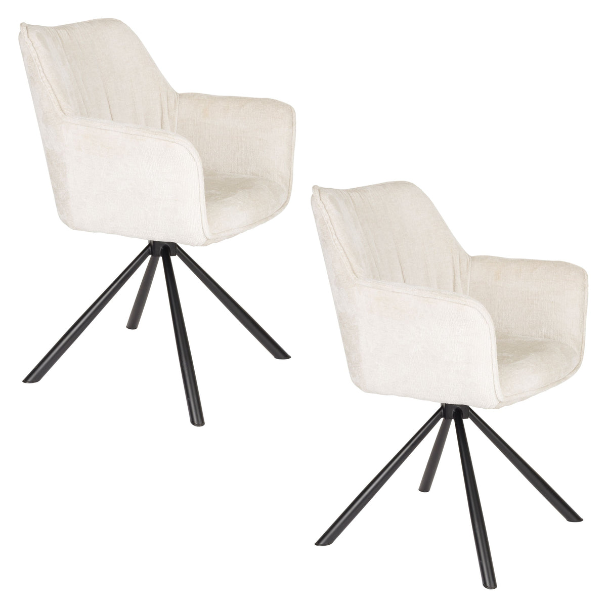 Housecraft Living Kodak Eetkamerstoelen Armleuning Beige - Set van 2