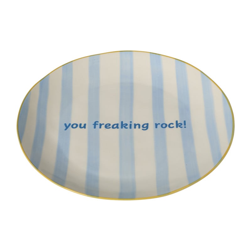 Ontbijtbord streep - blauw - &Oslash;2.5x21 cm - Happy at Home by Sanny