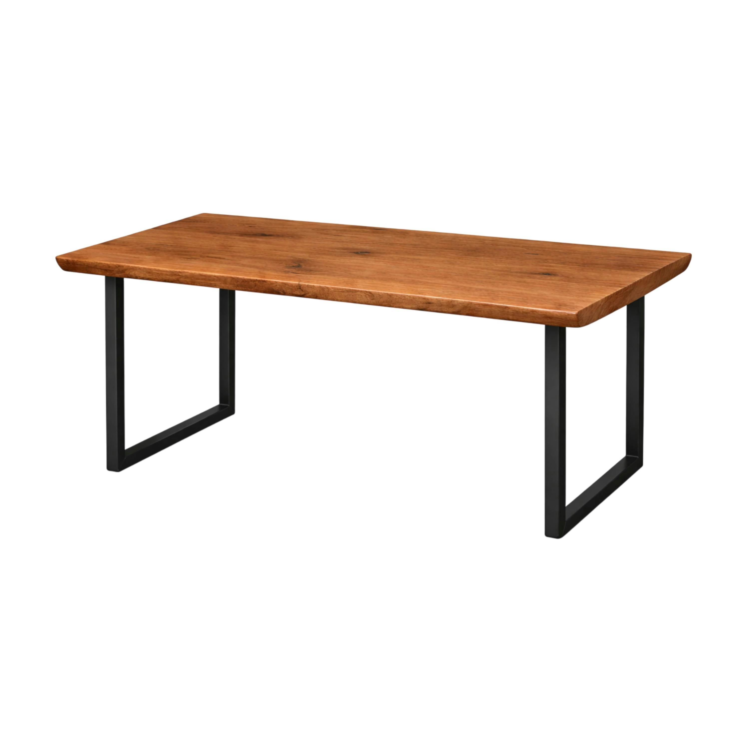 Table extensible chêne brun bords biseautés pieds en U 220 cm PALERME