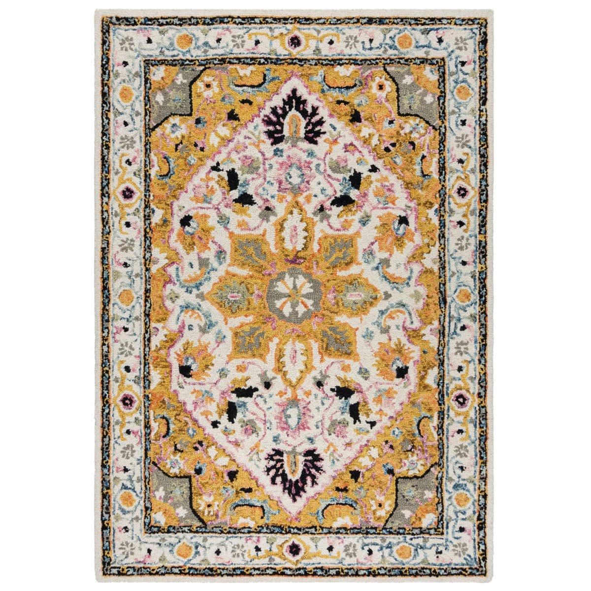 DALILA - Tapis de salon en laine jaune 200x290 cm