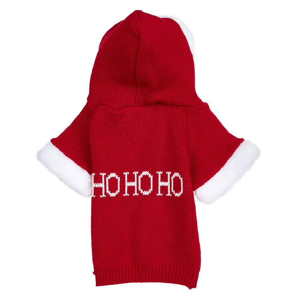 Pull Père No&euml;l pour chien rouge avec capuche