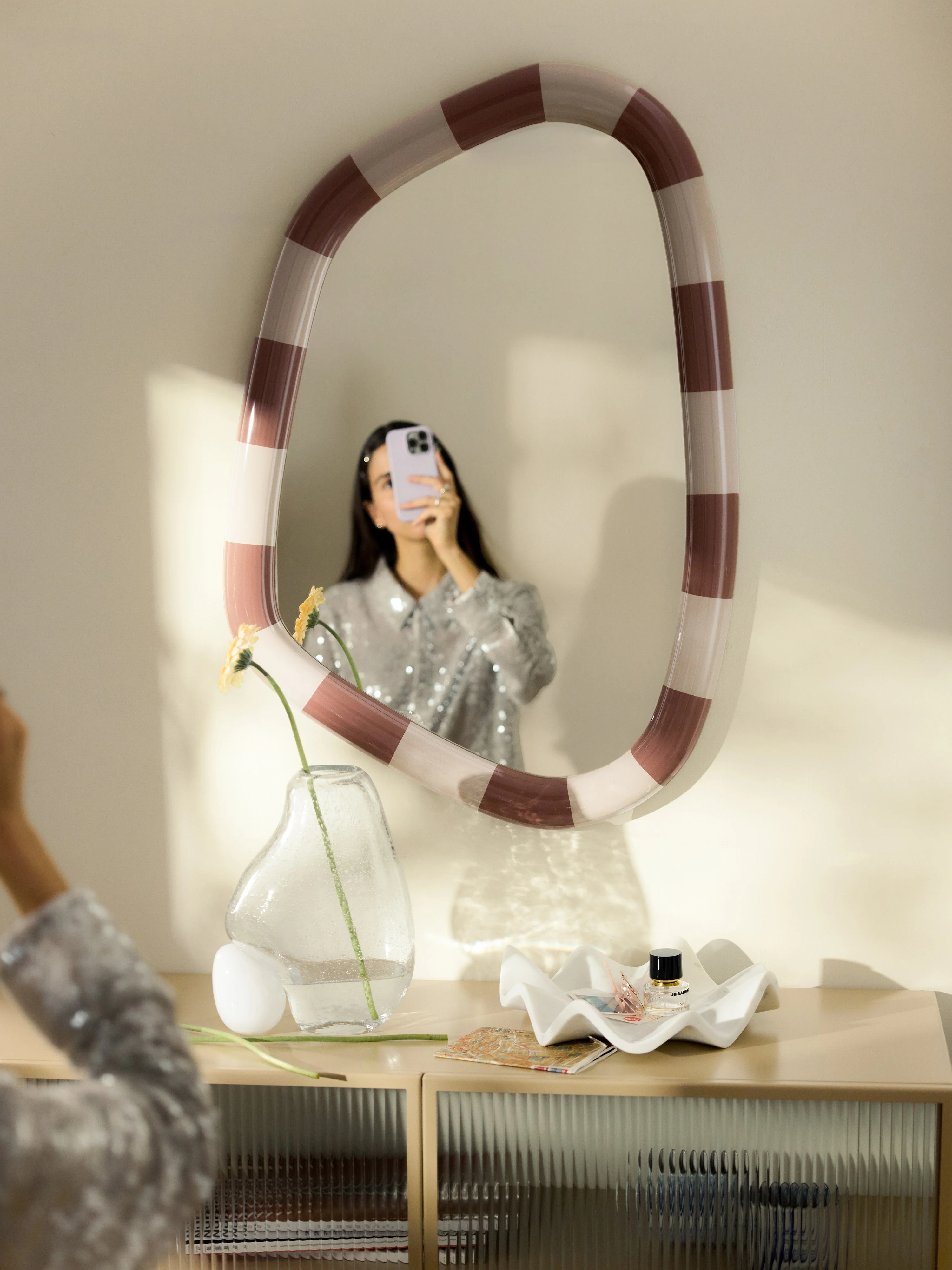 Glas-Vase Nicky mit Luftbläschen, H 30 cm