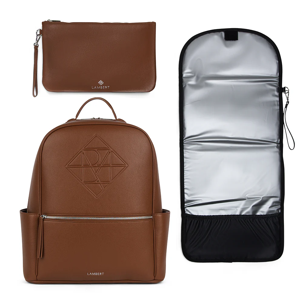 The Vicky - Hazelnut Maternity Backpack in Vegan Leather