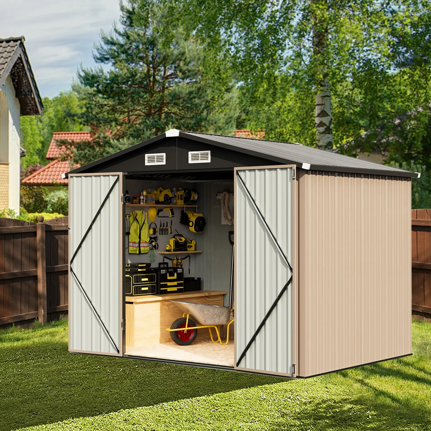 Patio 6' x 8' ft Storage Shed with Lockable Door