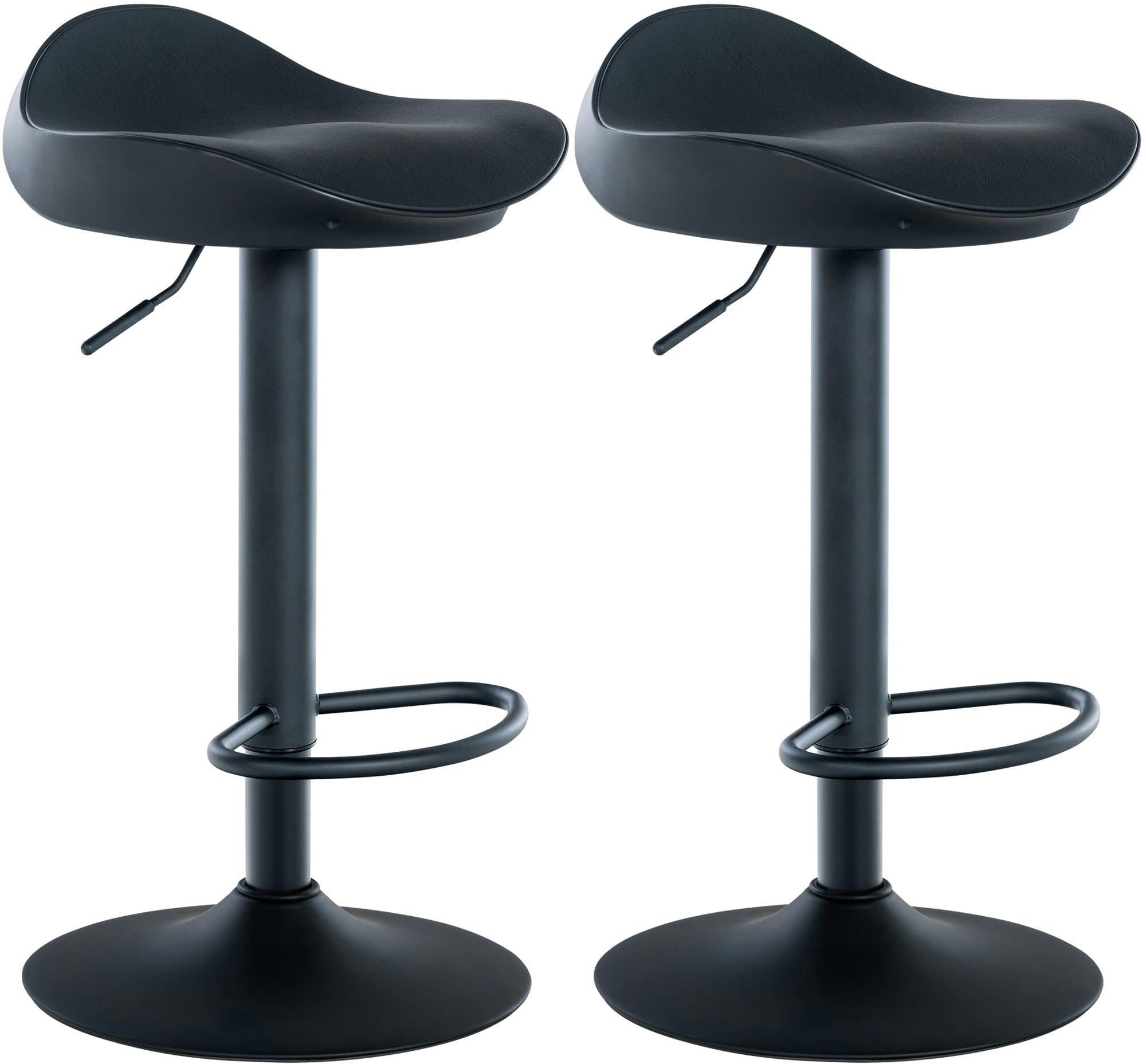 ALISSON - Lot de 2 tabourets de bar ajustables pivotants similicuir Noir