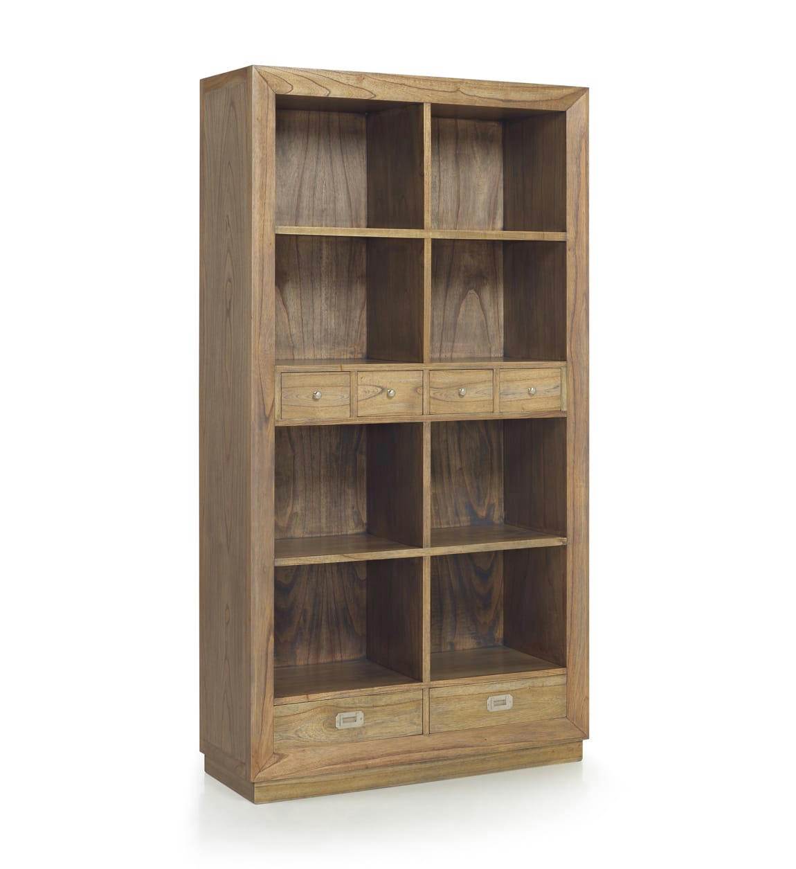 MERAPI - Bibliothèque en bois de mindi beige 8 espaces H190 cm