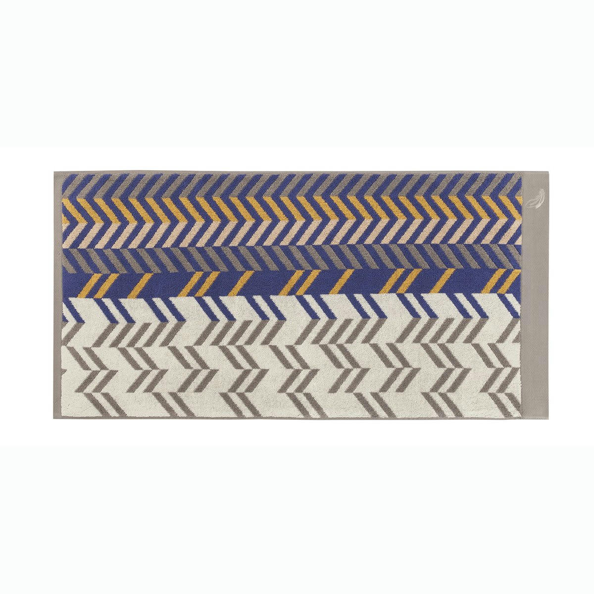 ARCHIMÈDE - Serviette coton bleu foncé rayé 50x100 cm