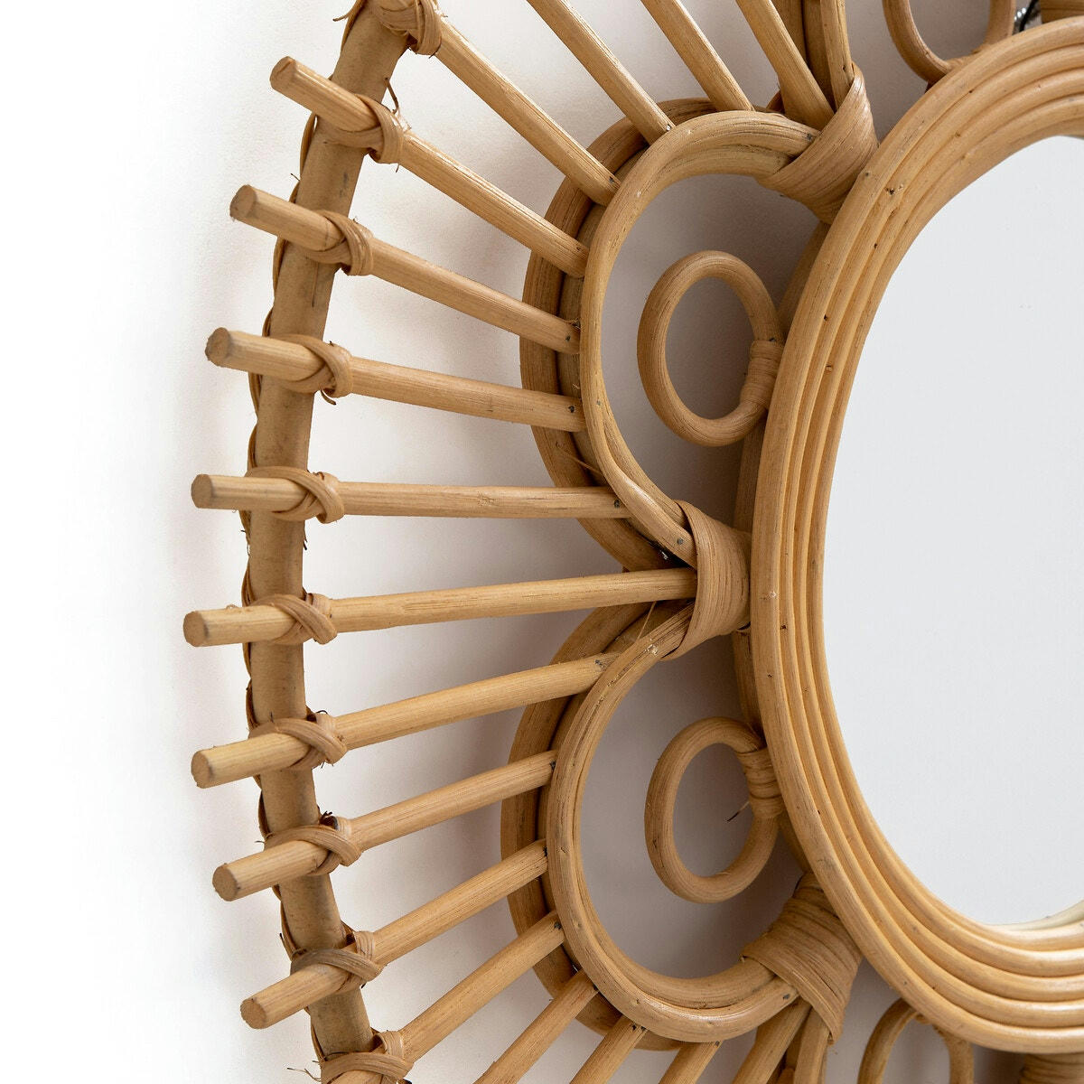 Miroir rotin rond forme fleur Ø65 cm Nogu