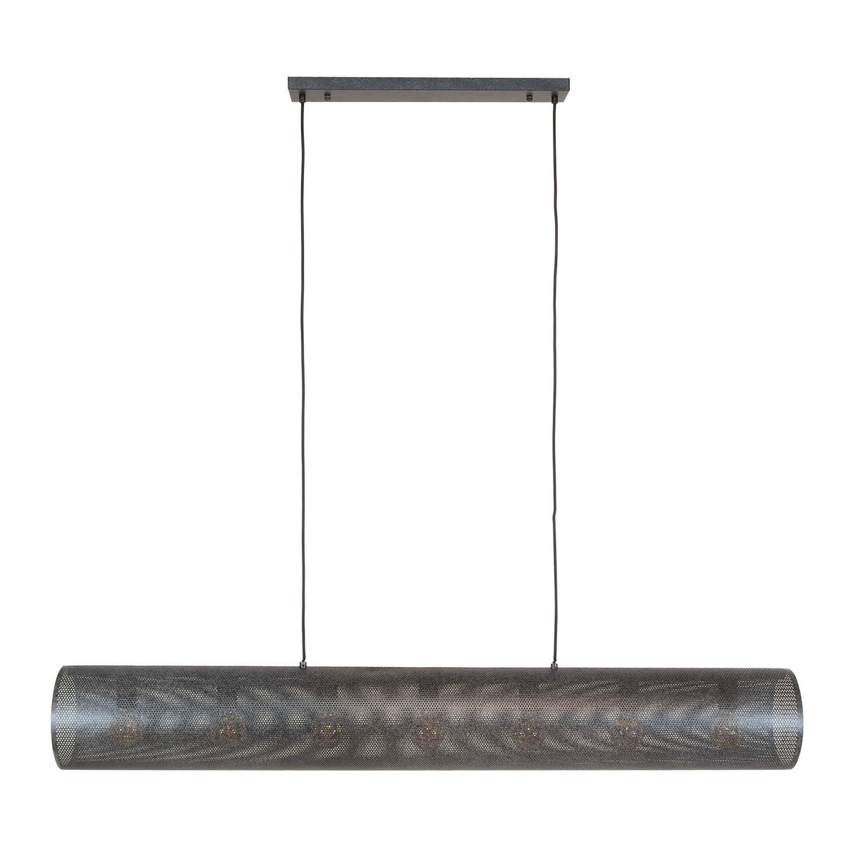 Giga Meubel Hanglamp Koker XL Mesh - Zwart Metaal - 7-Lichts - 145x20x150cm