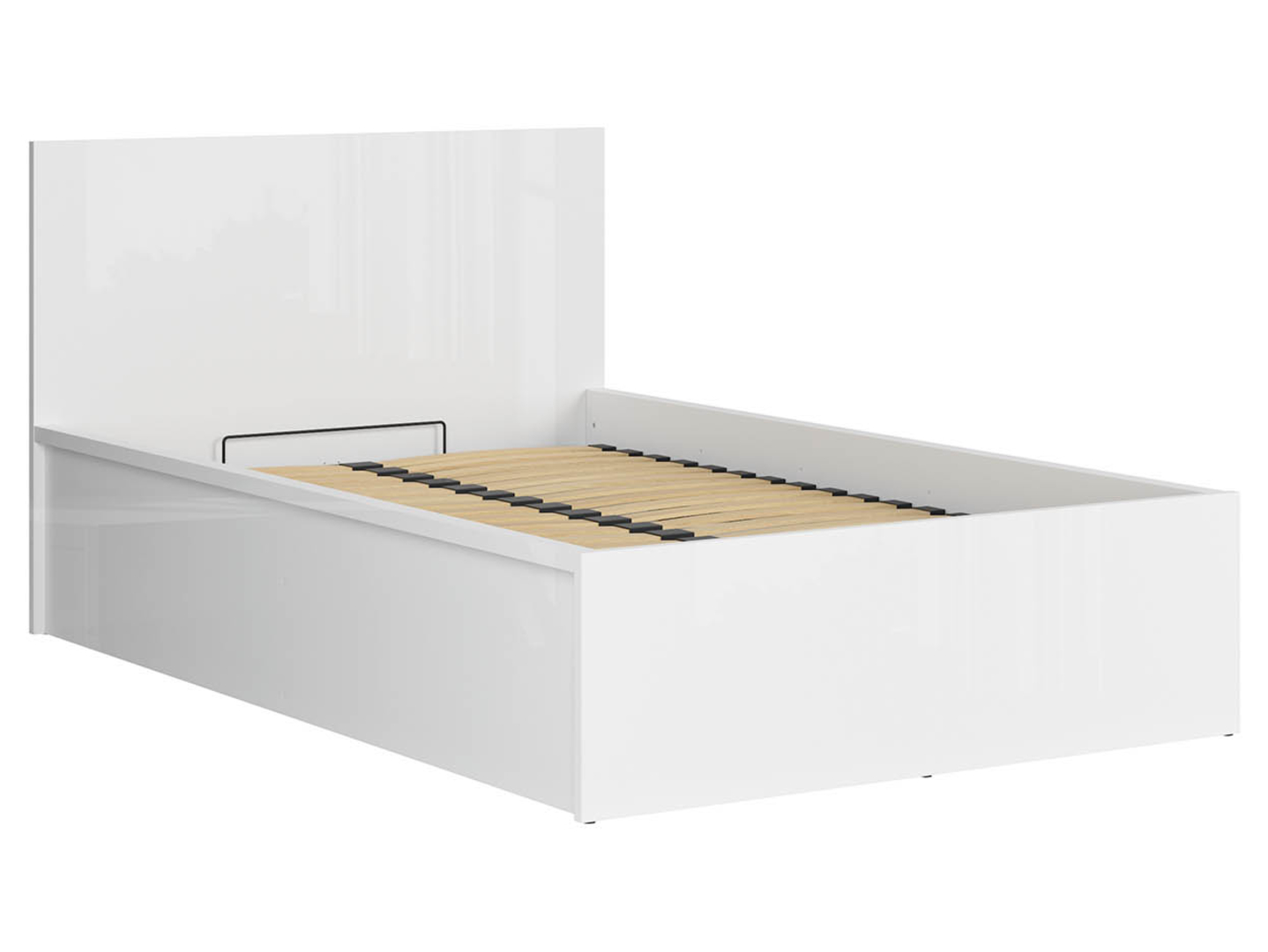 Łóżko Tetrix 120x200 ze stelażem i pojemnikiem biały połysk