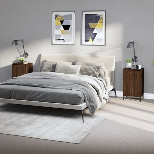 NNEVL Bedside Cabinets 2 pcs Brown Oak 40x35x70 cm Engineered Wood