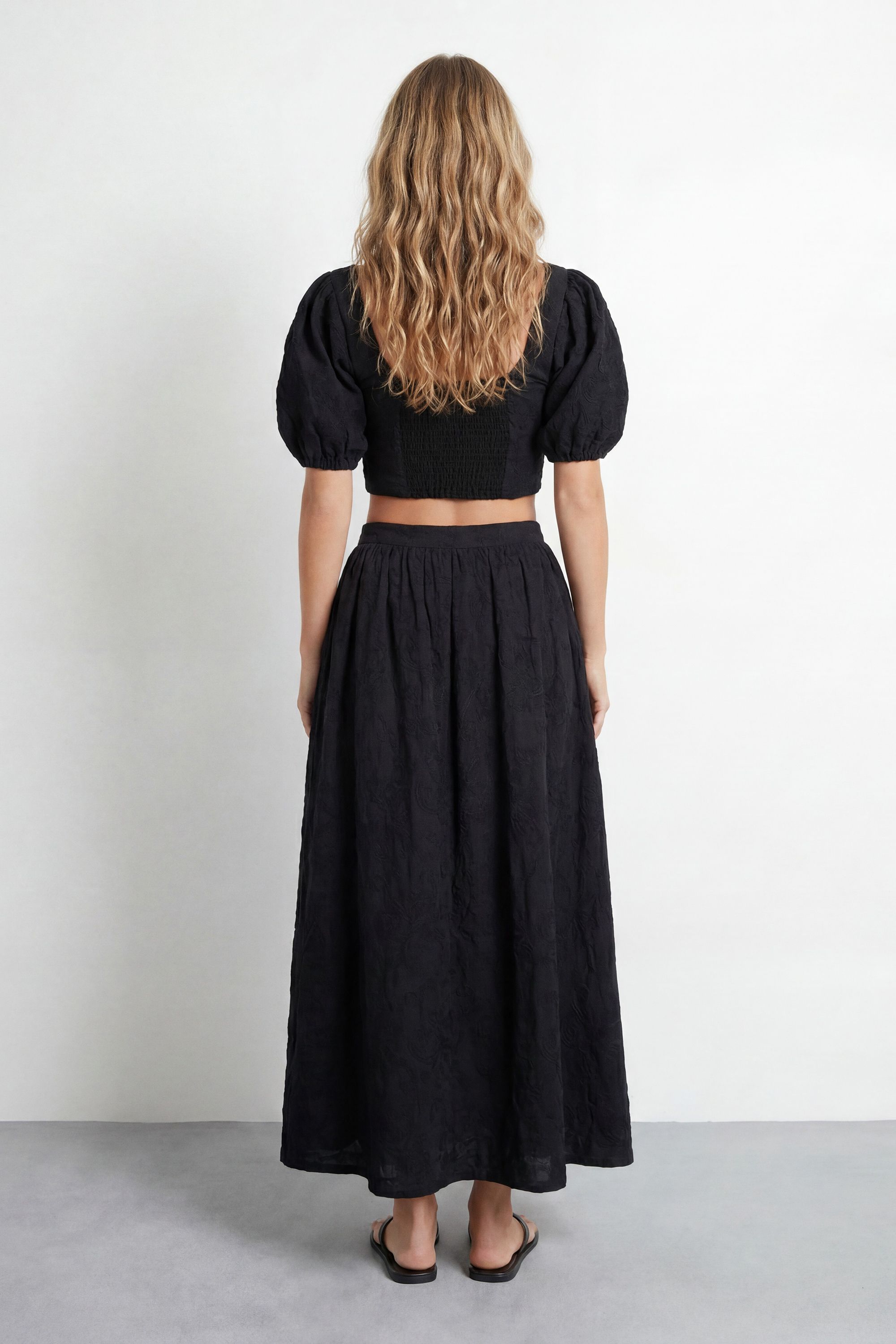 Warehouse High Waist Embroidered Cotton Skirt with Pockets