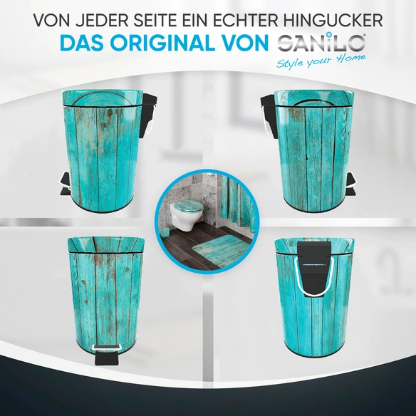 Kosmetikeimer »Lumber«, 3,0L, Türkis, Rund