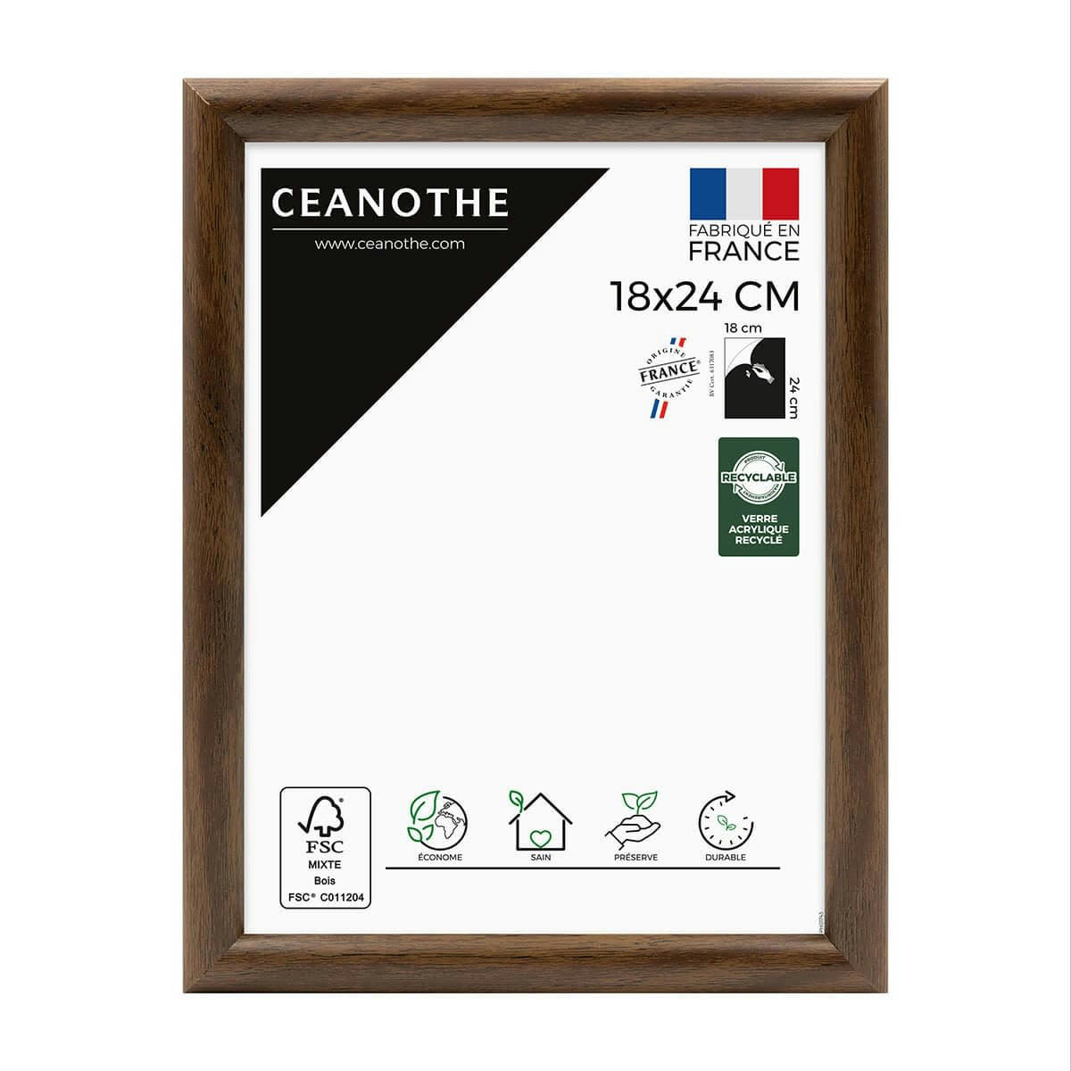 SHELTER - Cadre photo baguette arrondie ébène 18x24 cm résine recyclée