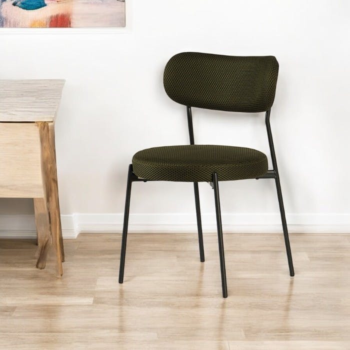 Chaise en tissu résille matelassée vert (lot de 2) IENA